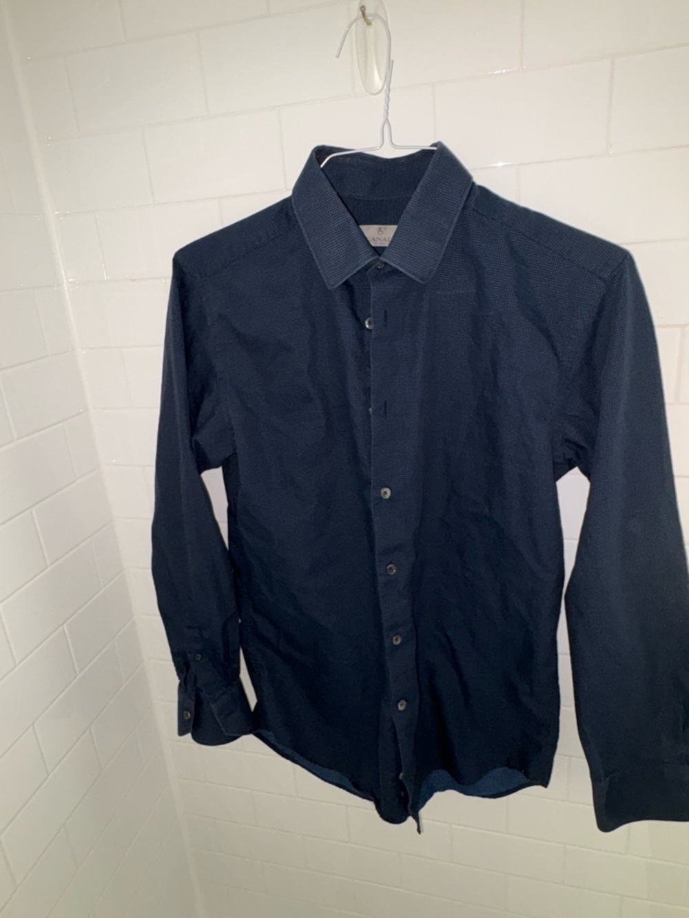 Canali Men's Dark Navy Button-Down Dress Shirt